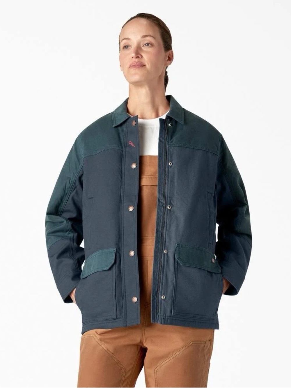 Dickies Workwear Women's Waxed Duck Canvas Chore Coat Airforce Blue Large